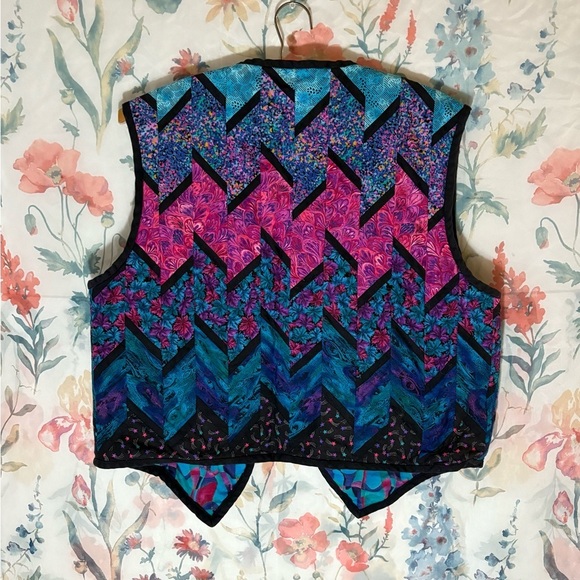 Vintage Handmade Colorful Patchwork Vest - Picture 4 of 6